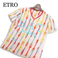 イタリア製★ ETRO エトロ 春夏 フォーク総柄★ 半袖 Vネック Tシャツ カットソー Sz.S メンズ 灰のサムネイル