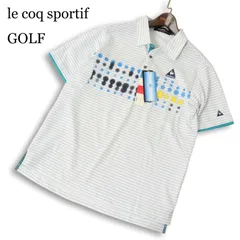 未使用★ le coq sportif GOLF ルコック ゴルフ 春夏 クールトランスファー★ 半袖 ボーダー ポロシャツ Sz.M メンズ