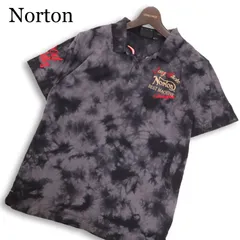 Norton ノートン 春夏 豪華! ロゴ刺繍★ 半袖 タイダイ ポロシャツ Sz.M メンズ バイクのサムネイル