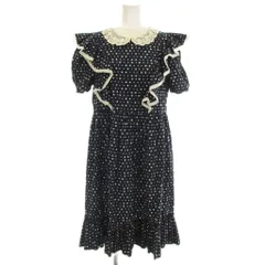 マークジェイコブス MARC JACOBS THE SHIRLEY DRESS 半袖 ワンピース ロング ドット柄 フリル 2 ネイビー 紺 5000006-20 /☆Gのサムネイル