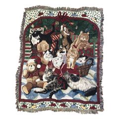 CAT VINTAGE RUG 猫好き ラグ マルチカバー タペストリー 鬼可愛い】vintageラグマット 猫ネコ大集合 タペストリー マルチカバー
