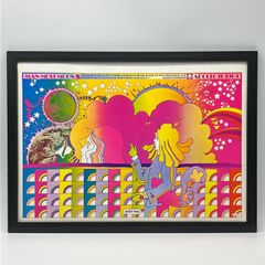 's　ポスター　当時物　ピーターマックス　【　1970　】ビンテージ　『 アポロ・ナンバー・ワン（アポロ11号、1969年） 』　ポップアート　Peter　サイケ　絵画　インテリア　アート　ヒッピー　Max　( AZ2654 )