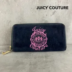 JUICY COUTURE ジューシークチュール ネイビー ジップアラウンドウォレット 長財布 ロングウォレット ラウンドファスナー スエード ベロア ロゴ 刺繍 ピンク ゴールド金具 小銭入れ 札入れ カード入れ 大容量 収納 多機能 通学 ★ ■■のサムネイル