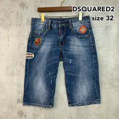 DSQUARED2 ディースクエアード 32 パッチ ワッペン デニム ショートパンツ ハーフパンツ ジーンズ ジーパン ブルー ダメージ 加工 クラッシュ ユーズド インディゴ 高級 ハイブランド ストリート 刺繍 ★ ■■のサムネイル