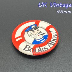 UK Vintage 缶バッジ Books Ahoy 45mm - メルカリ