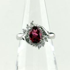 Pt900 ロードライトガーネットリング 10号 オーバルカット 2.83ct 
