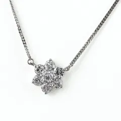 フラワーモチーフ デザインネックレス プラチナ ペンダント メレダイヤ 花 ネックレス Pt900 Pt850 ダイヤモンド レディース 【中古】