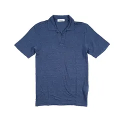 Gran Sasso グランサッソ / スキッパー ニットポロシャツ 半袖 春夏 メンズ リネン 100% ネイビー イタリア製 443034のサムネイル