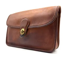 OLDCOACH Glove Tanned Leather Clutch Second Bag Turnlock Brown Unisex 9981のサムネイル