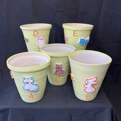 動物モチーフ 素焼 ミニ植木鉢 鉢植え 手描きアニマル 素焼き植木鉢 4