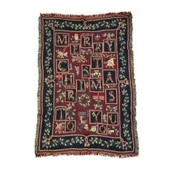vintageラグ ブランケット マルチカバー タペストリー USA製 クリスマス アルファベット Rug Blanket Christmas 3130のサムネイル