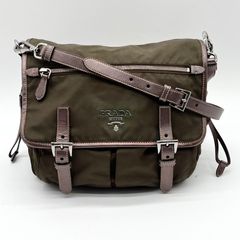 PRADA プラダ ナイロン ショルダーバッグ メッセンジャー カーキ 三角