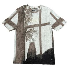 FENDI フェンディ Tシャツ ロゴ エンボス ブラウン XL 麻 グレー