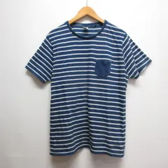 ドゥニーム DENIME DNM GEAR ボーダー柄 半袖 ポケット Tシャツ L インディゴブルーのサムネイル