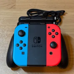 6-107【動作良好】Switch Joy-Con ネオンブルー/ネオンレッド 2個 グリップ・ストラップ付き