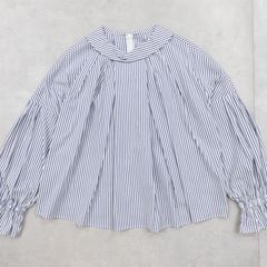 美品 マルティニーク 美品 ギャザーボウタイブラウス ストライプ 