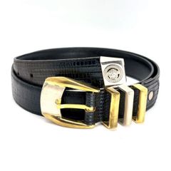 H6】希少✨GUCCI グッチ レザー ベルト スタッズ ゴールド金具