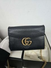 未使用級✨グッチ GGマーモント 長財布 黒 レザー ウォレット ゴールド 