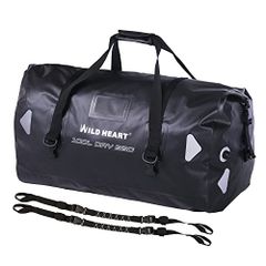 WILD HEART 防水バッグ ダッフルバッグ 40L 66L 100L 溶接シームショルダーストラップ付き バインディングロープ カヤック キャンプ ボート/バイサイクル オートバイドラムバッグ ツーリング シートバッグ オートバイ アウトドア (黒,as