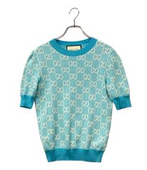 GUCCI GGロゴ 半袖ニット ライトブルー - メルカリ