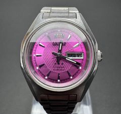 美品 ORIENT オリエント スリースター ピンク デイデイト 自動巻き 