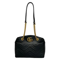 GUCCI(グッチ) ショルダーバッグ GGマーモント 443501 黒 チェーンショルダー レザー
