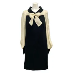 CHANEL(シャネル) ワンピース サイズ36 S レディース - P35428 黒×アイボリー 長袖/袖シースルー/ラメ コットンのサムネイル