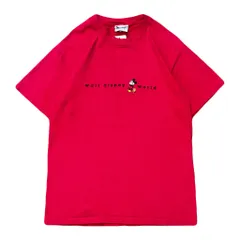 USA製 WALT Disney World mickey ウォルトディズニーワールド ディズニー ミッキーマウス 刺繍ロゴ Tシャツ 赤 Mサイズ No.EA542のサムネイル