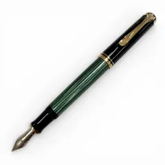 極美品▼PERIKAN ペリカン スーベレーン M400 ペン先14K Fニブ グリーンストライプ 万年筆 ブラック ゴールド ドイツ製 メンズのサムネイル