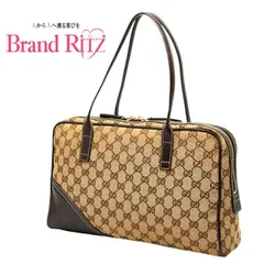 中古 グッチ GGキャンバス インターロッキングG ハンドバッグ 169971 ベージュ ブラウン キャンバス レザー レディース GUCCI  【送料無料】【名谷店】のサムネイル