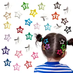 ヘアクリップ 星 ヘアピン 50個セット 可愛い カラフル 五芒星 星型 スター パッチンピン おしゃれ ヘアアクセサリー パッチン留め 前髪 髪留め 髪飾り y2k メタル 子供 大人 女の子 レディースのサムネイル