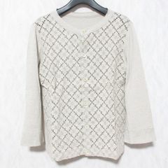 45R リネン天竺カットワークカーディガングレージュ - メルカリ