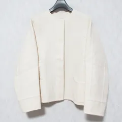 美品 Drawer ドゥロワー ノーカラージャケット 6522-234-0682 サイズ36 ベージュ レディース 古着 中古 USEDのサムネイル