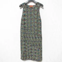 美品 MISSONI ミッソーニ 総柄ジャガード ノースリーブワンピース サイズ40 ブラウン マルチカラー レディース 古着 中古 USEDのサムネイル