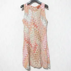 美品 MISSONI ミッソーニ 総柄ジャガード ノースリーブワンピース サイズ42 ピンク マルチカラー レディース 古着 中古 USEDのサムネイル