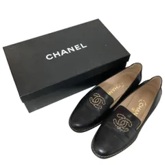 良品 CHANEL シャネル ココマーク刺繍 レザー オペラシューズ ローファー サイズ35 約22.5cm ブラック レディース 古着 中古 USEDのサムネイル