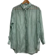 美品 24SS L'ESSAGE JOURNAL STANDARD レサージュ ジャーナルスタンダード オーガンジーシャツ グリーン ホワイト レディース 古着 中古 USEDのサムネイル