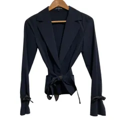 良品 FOXEY NEW YORK フォクシーニューヨーク 袖リボン バックペプラム ジャケット 22993 サイズ40 ネイビー レディース 古着 中古 USEDのサムネイル