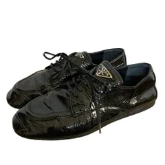 良品 PRADA プラダ パテントレザー レースアップシューズ サイズ35 22.5相当 ブラック レディース 古着 中古 USEDのサムネイル