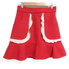 未使用 RED VALENTINO レッドヴァレンティノ ストレッチ フリルトリム ミニスカート 38サイズ レッド レディース 古着 中古 USEDのサムネイル