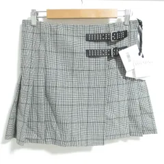 未使用 RED VALENTINO レッドヴァレンティノ グレンチェック スタッズベルト ラップミニスカート 38サイズ グレー レディース 古着 中古 USEDのサムネイル