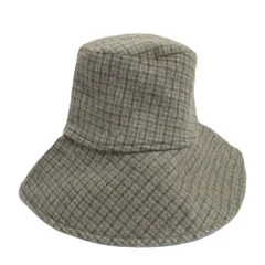 新品同様 MAISON MICHEL メゾンミッシェル チェック柄 リバーシブル ウールハット ベージュ×グレー系 レディース 古着 中古 USEDのサムネイル