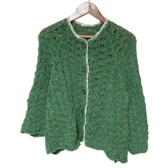 美品 mina perhonen ミナペルホネン air scape コットン混透かし編みニットカーディガン 36 グリーン レディース 古着 中古 USEDのサムネイル