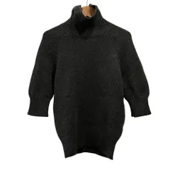 美品 CELINE セリーヌ カシミヤ100％ タートルネック ショートスリーブ ニットセーター M グレー レディース 古着 中古 USEDのサムネイル