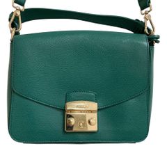 フェレ レザーショルダーバッグ ミントグリーン ゴールド金具 S 本革 