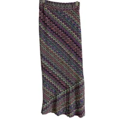 美品 MISSONI ミッソーニ タイト ロング ジャガード ニットスカート マルチカラー レディース 古着 中古 USEDのサムネイル