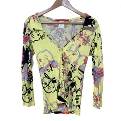 美品 Christian Lacroix クリスチャンラクロワ フラワープリント 長袖 ブラウス サイズS イエロー マルチカラー レディース 古着 中古 USEDのサムネイル
