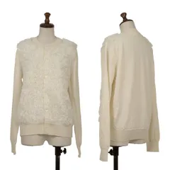 コムコム コムデギャルソンCOMME des GARCONS フロントシャイニーフリル装飾カーディガン アイボリーLのサムネイル