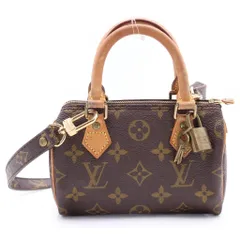 LOUIS VUITTON (ルイヴィトン) モノグラム ミニスピーディ ショルダーバッグ ミニバッグ ブラウン レザー×PVC M41534 ゴールド金具のサムネイル