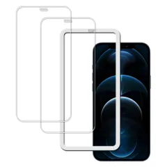 新品 日本旭硝子素材製 対応 iPhone12 Pro Max 用の ガラスフィルム 強化ガラス 保護フィルム ガイド枠付き 2枚セット